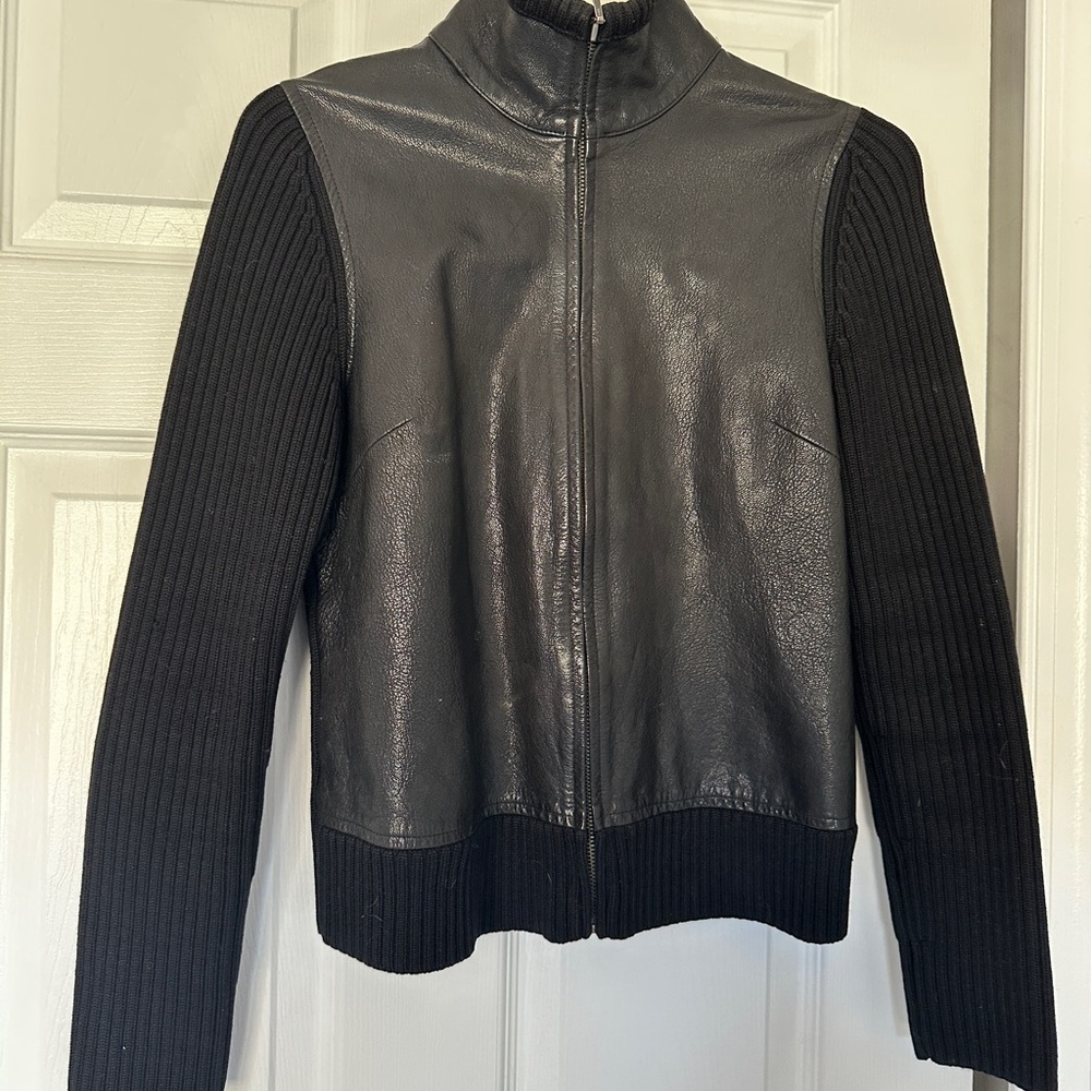 Women's Black Leather Jacket. Size Small